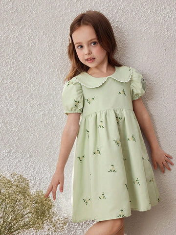 Young Girls' Ditsy Floral Turndown Collar Sundress