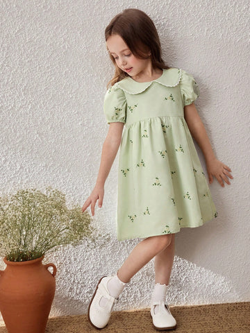 Young Girls' Ditsy Floral Turndown Collar Sundress