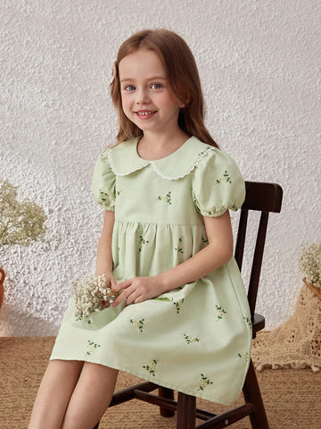 Young Girls' Ditsy Floral Turndown Collar Sundress