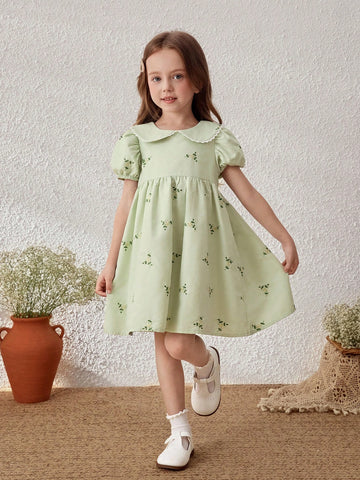 Young Girls' Ditsy Floral Turndown Collar Sundress