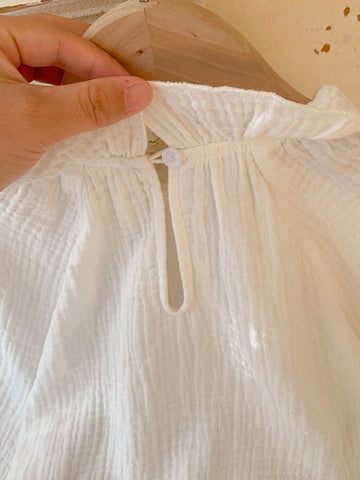 Blossori Young Girls Elegant French Style White Lace Trim Loose Long Sleeve Blouse, Autumn/Winter