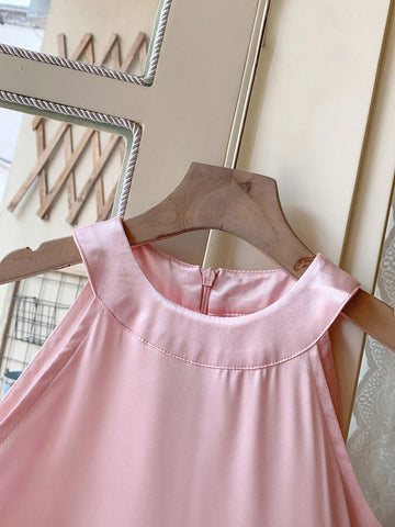 Blossori Young Girls' Elegant French Tulle Puff Dress, Pink, Spring/Summer