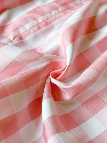 Blossori Young Girls Loose Fit Pink Woven Dress With Lapel, Elegant French Style, Spring/Summer