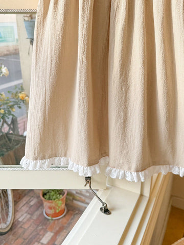 Blossori Young Girls Spring/Summer French Elegant Ruffled Collar Khaki Dress