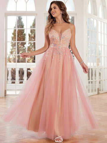 Blush Pink Beaded Prom Dresses For Teens V-Neck Zipper Back Homecoming Party Gowns Luxury Formal Evening Gowns For Women Sleeveless