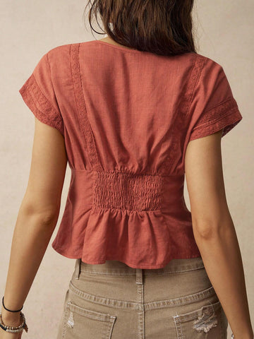 Bohemela Vacation Lace Patchwork Women Shirt