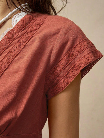 Bohemela Vacation Lace Patchwork Women Shirt