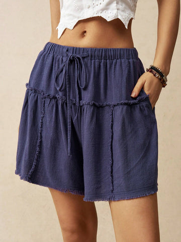 Bohemela Women's Frayed Hem Summer Shorts For Vacation