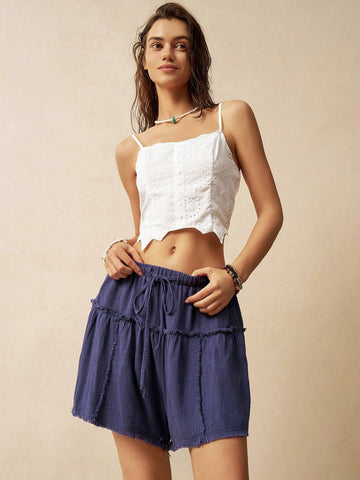 Bohemela Women's Frayed Hem Summer Shorts For Vacation
