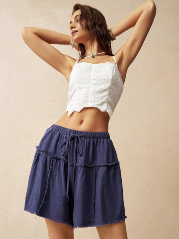 Bohemela Women's Frayed Hem Summer Shorts For Vacation