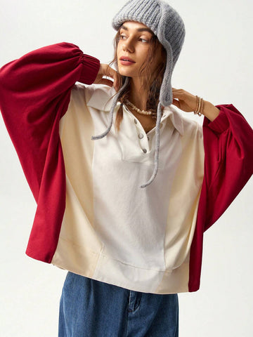 Women's Vacation Color Block Long Sleeve T-Shirt, Autumn