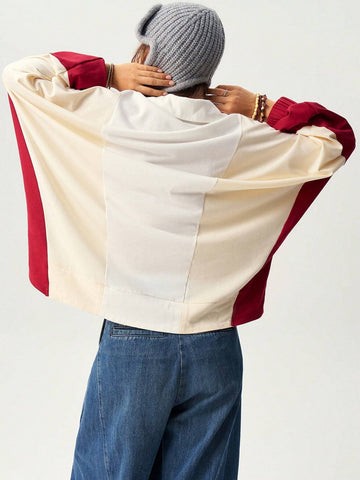 Women's Vacation Color Block Long Sleeve T-Shirt, Autumn