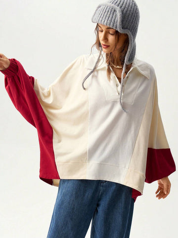 Women's Vacation Color Block Long Sleeve T-Shirt, Autumn