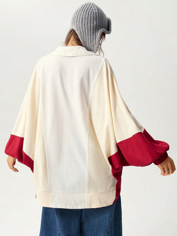 Women's Vacation Color Block Long Sleeve T-Shirt, Autumn