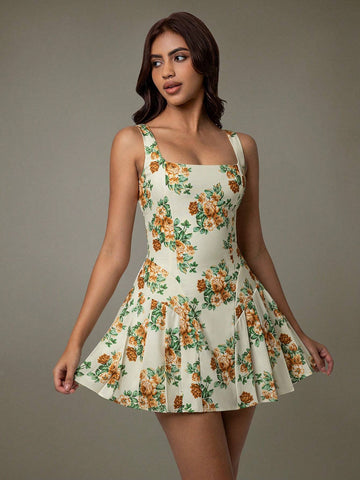 Bohemian Retro Ditsy Floral Sleeveless Tube Dress For Women