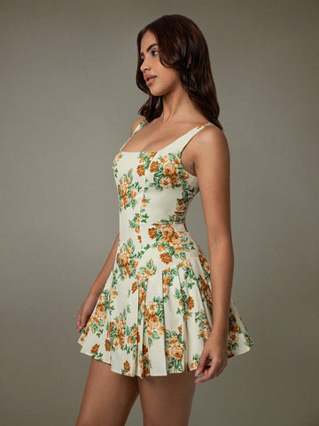 Bohemian Retro Ditsy Floral Sleeveless Tube Dress For Women