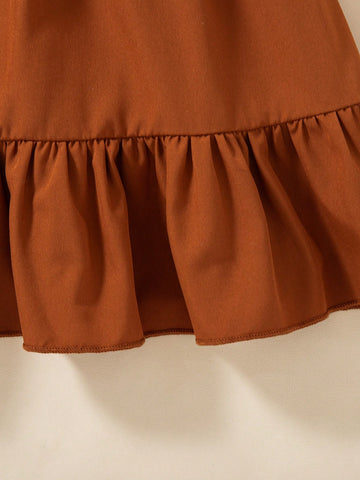 Bohemian Style Puff Sleeve Patchwork Dress For Girls