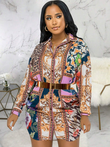 Boho Casual Printed Long Sleeve Dress