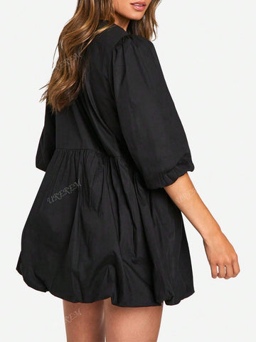 Bow-Tie Sash Flared Hem Girls Dress