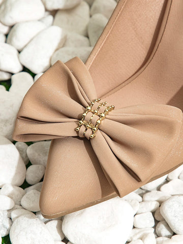 Bow Decor Point Toe Court Pumps