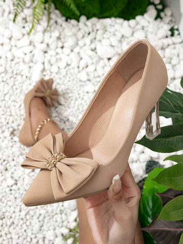 Bow Decor Point Toe Court Pumps