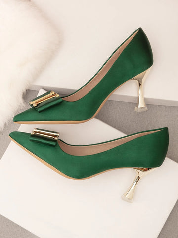 Bow Decor Stiletto Heeled Court Pumps