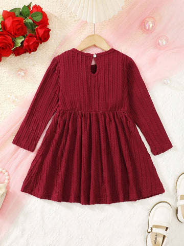Bow Tie Waist Minimalist Solid Color Long Sleeve Dress