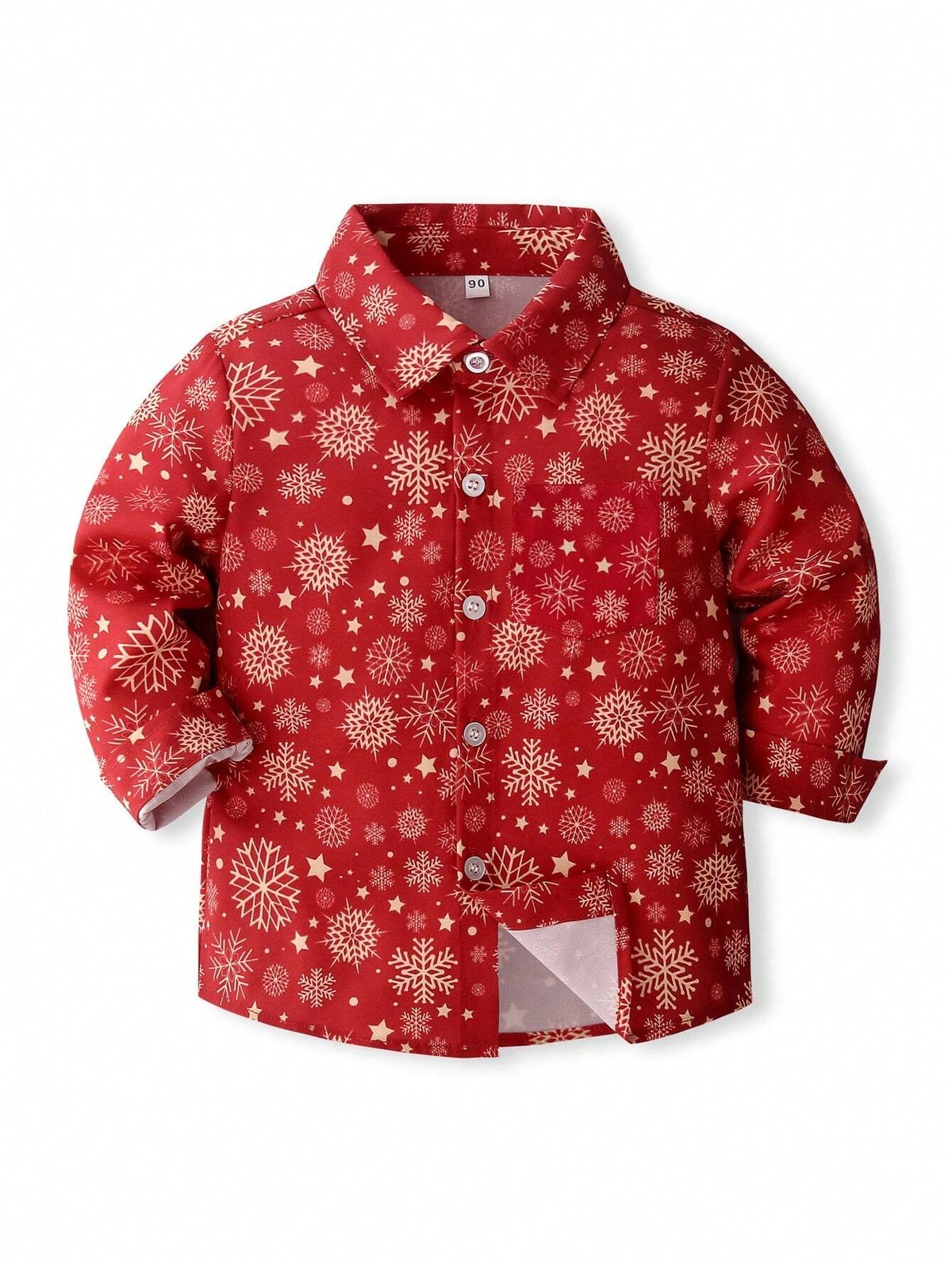 Boys' Christmas Snowflake Print Long Sleeve Shirt
