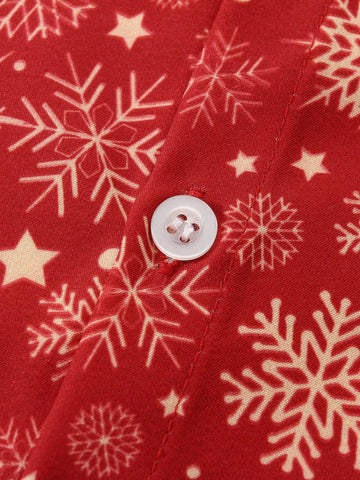 Boys' Christmas Snowflake Print Long Sleeve Shirt