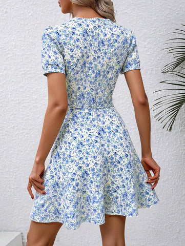 Breezaya V-Neck Ditsy Floral Summer Dress & Skirt For Women Vacation Beach Outfit