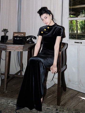 Bride Fitted Slit Evening Party Dress