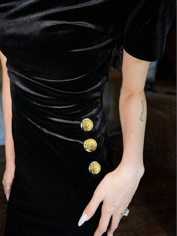 Bride Fitted Slit Evening Party Dress