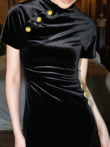 Bride Fitted Slit Evening Party Dress