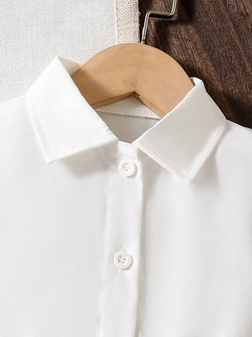 Brunch Girls Outfit - Colorful Ensemble With Fuchsia Textured Vest, White Shirt, And Dress