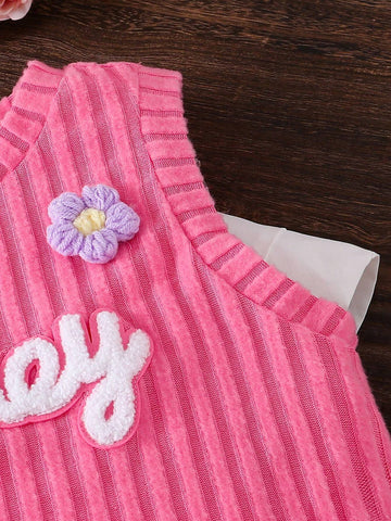 Brunch Women Outfit, Colorful Coordination, Young Girl Trendy Young Girl Dusty Rose Vest White Shirt Dress