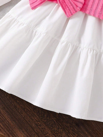 Brunch Women Outfit, Colorful Coordination, Young Girl Trendy Young Girl Dusty Rose Vest White Shirt Dress