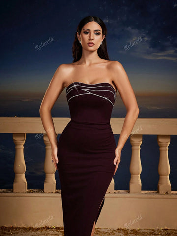 Burgundy Sleeveless Split Mermaid Bridesmaid Dress