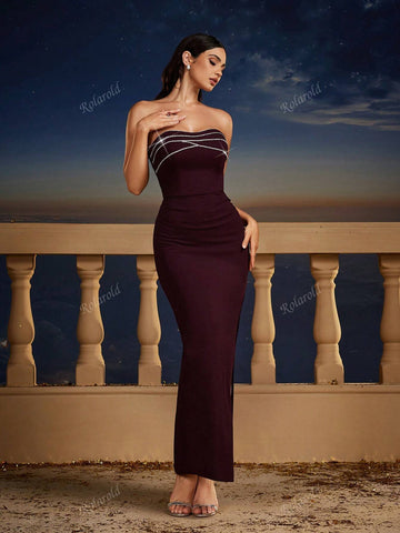Burgundy Sleeveless Split Mermaid Bridesmaid Dress