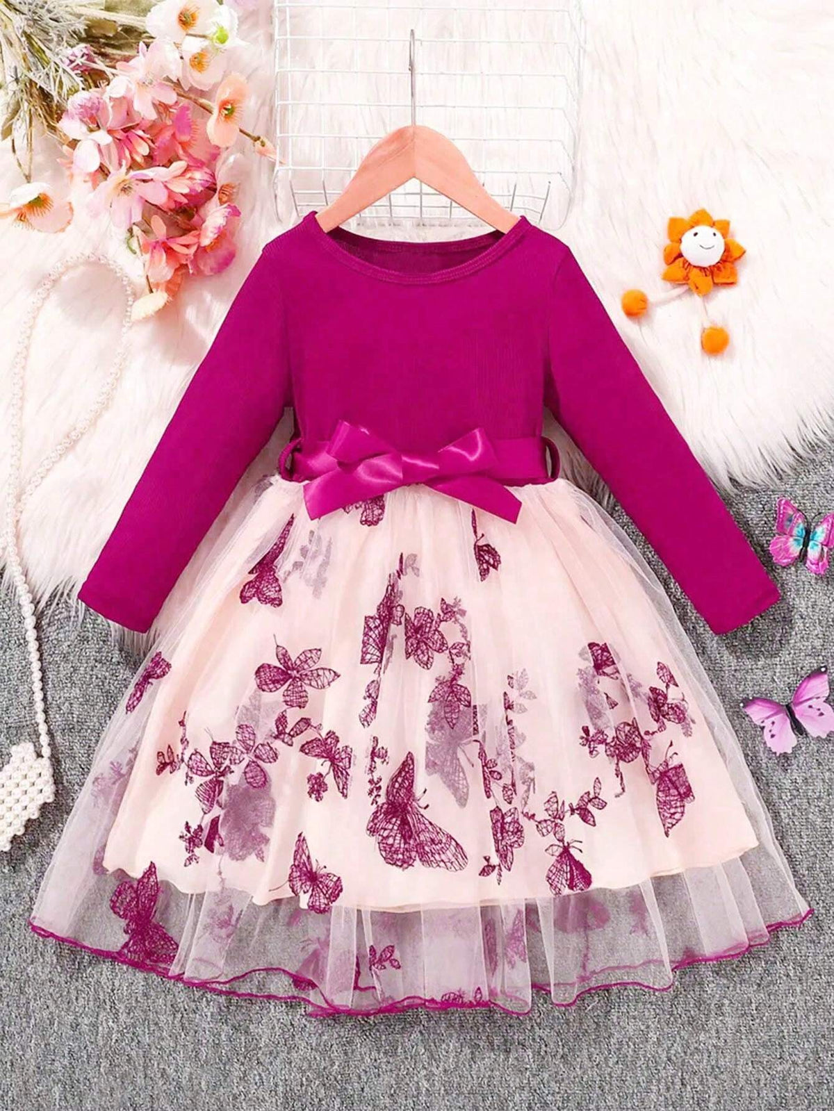 Butterfly Mesh Embroidered Long Sleeve Dress - Spring And Autumn Clothing, Casual Wear, Parties, Gifts