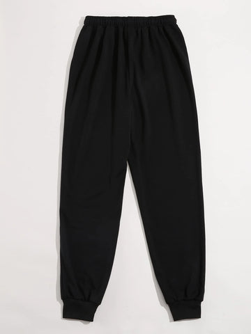 Butterfly Print Drawstring Waist Sweatpants