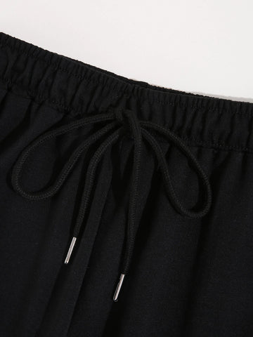 Butterfly Print Drawstring Waist Sweatpants