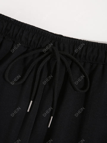 Butterfly Print Drawstring Waist Sweatpants