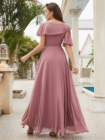 Butterfly Sleeve Chiffon Bridesmaid Dress