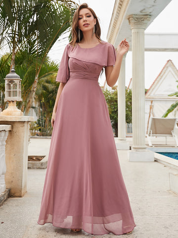 Butterfly Sleeve Chiffon Bridesmaid Dress