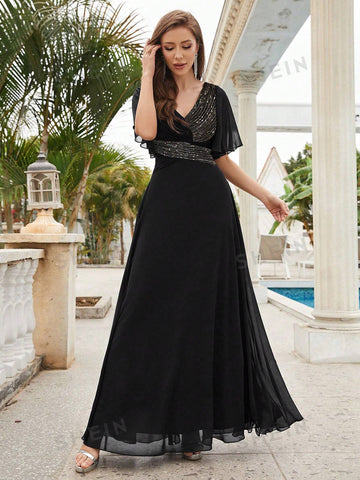 Butterfly Sleeve Chiffon Bridesmaid Dress