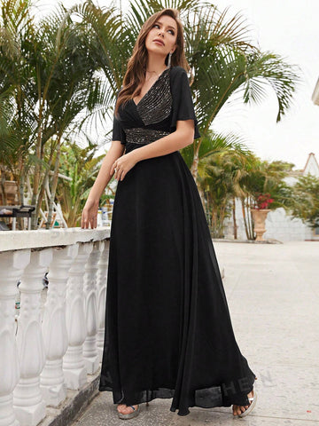 Butterfly Sleeve Chiffon Bridesmaid Dress