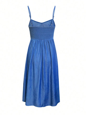 Buttoned Pocket Cami Dress