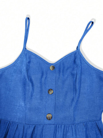 Buttoned Pocket Cami Dress