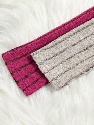 Buy 1 Get 1 Young Girl Solid Color Knitted Mock Neck Bodycon Casual Dress Set