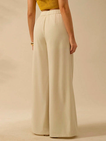 CAJUNI Women's Beige Extra Long, Holiday Casual Summer Pants